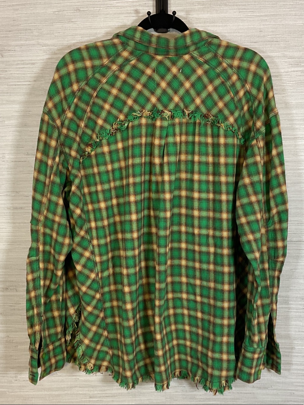 Urban Outfitters UO BDG Brixton Button Down Oversized Flannel Raw Edge Lg Plaid - Picture 10 of 12
